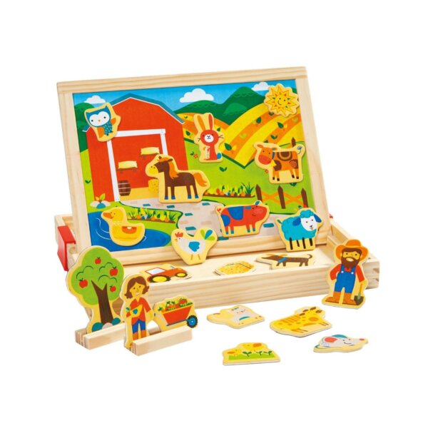 DWUSTRONNA DREWNIANA TABLICA MAGNETYCZNA