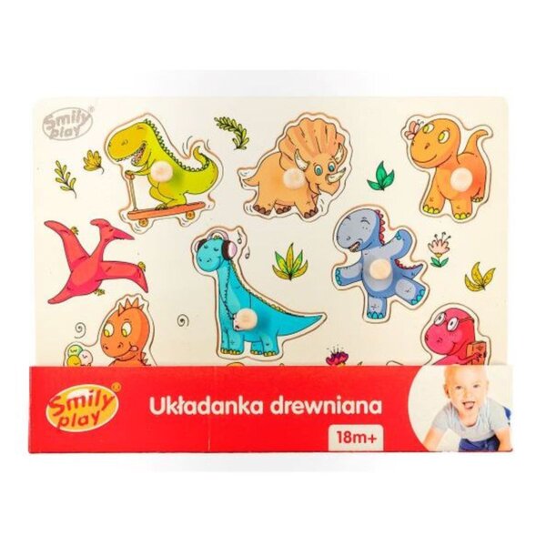 UKŁADANKA DREWNIANA Z UCHWYTAMI - DINOZAURY